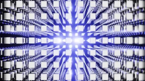 Silver and Blue Abstract Cube Volume Background VJ Loop with Rotation in HD