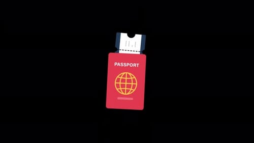 Passport with Ticket Animation Video - Transparent