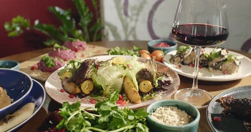 Eastern Cuisine Georgian Fresh Salad Georgian National Cuisine Food on the Table in the Restaurant