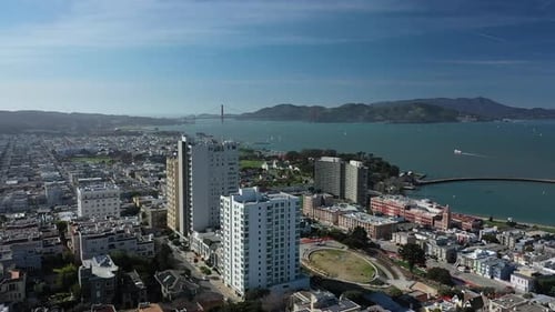 Aerial Panorama of San Francisco Bay and Golden Gate Bridge