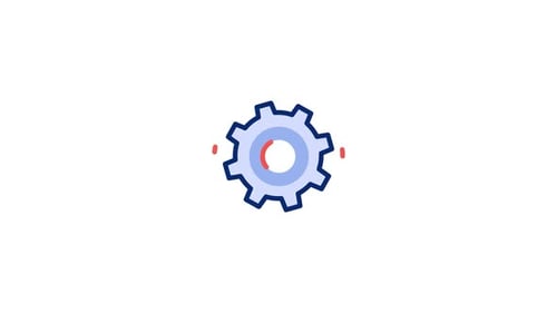 Animated Flat Design Gear Icon for Technology and Process