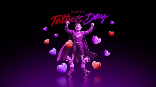 Happy Father's Day Celebration with Superhero Dad