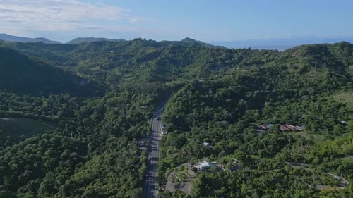 Driving On The Highway In The Town Of Altamira. Carretera Navarrete In Puerto Plata, Dominican Repub