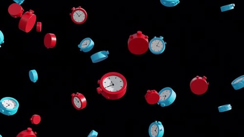 Abstract 3D Clocks and Timers Floating