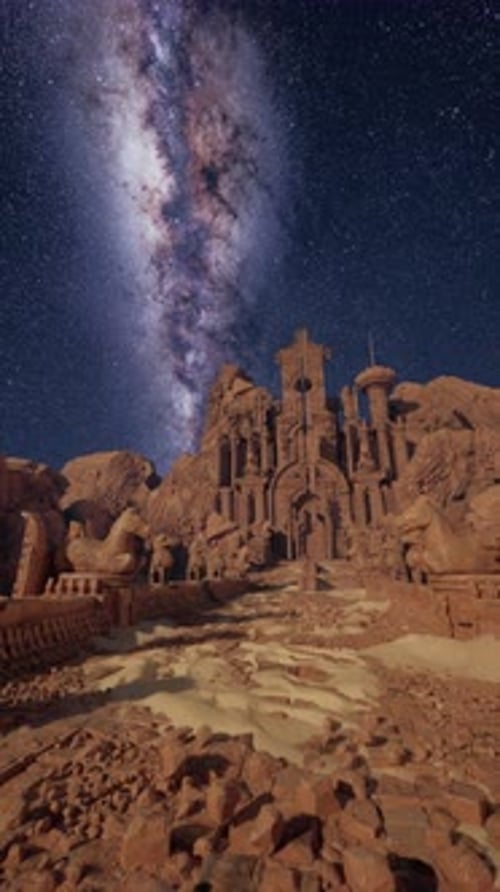 Bright Milky Way Over Rocky Landscape