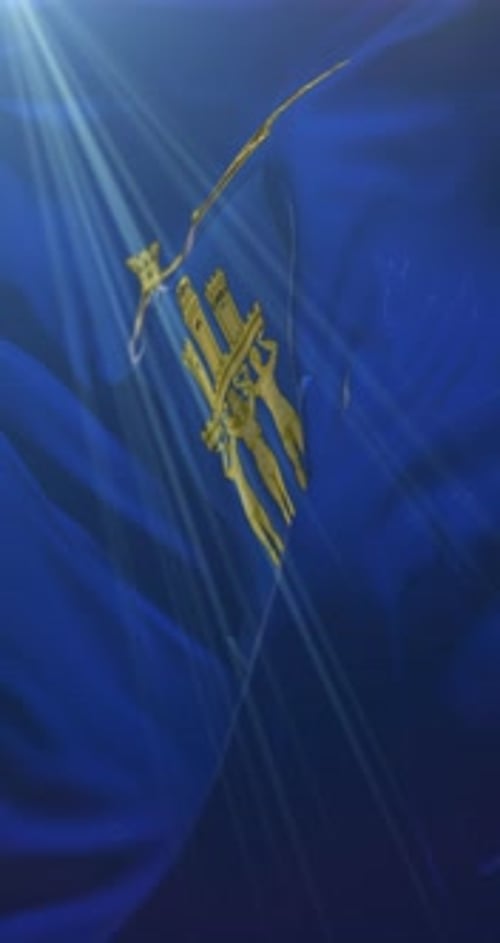 Dynamic Waving Flag of Gibraltar with Sun Rays