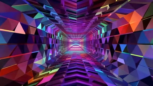 Fond de mouvement géométrique coloré Low Poly Tunnel