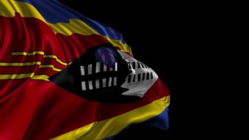 Realistic National Flag of Eswatini Waving