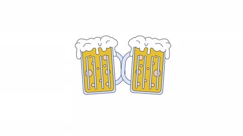 Glasbecher mit frischem, schaumigem Bier, 2D-Objektanimation