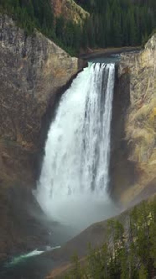 Lower Yellowstone Falls Yellowstone National Park Wyoming USA Vertical Video