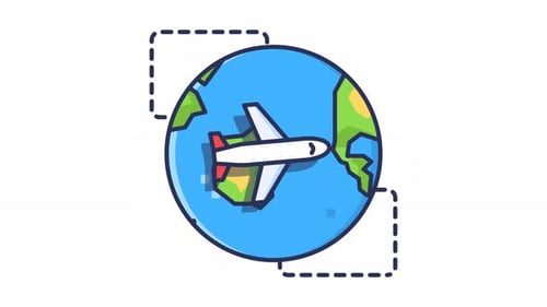 Flugzeug, das auf einer Globus-Loop-Animation fliegt