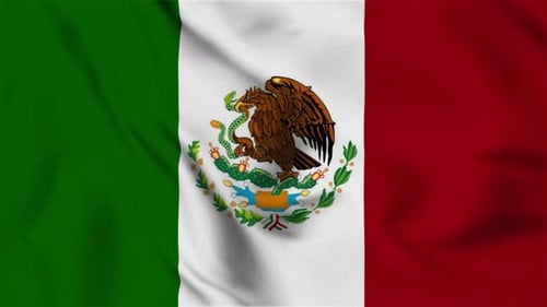 Realistic Mexican Flag Waving Seamless Loop