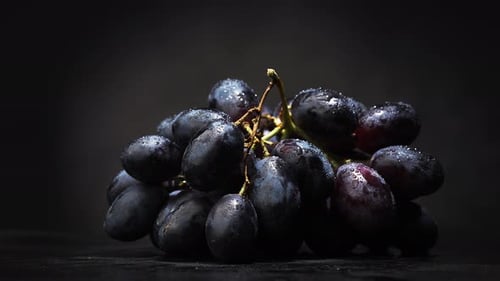 Wet Bunch of Dark Grapes
