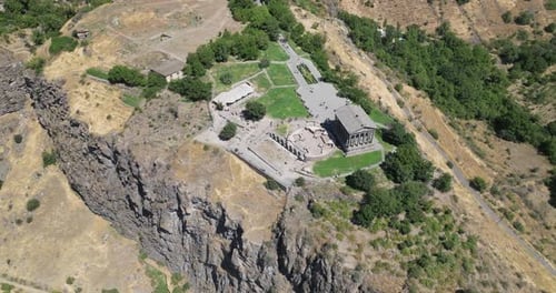 Aerial view of Garni temple, Armenia.