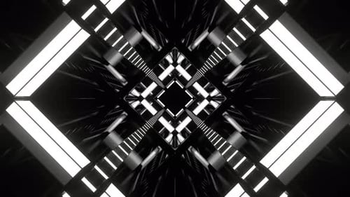 White Flashing Neon Lamps Tunnel Background Vj Loop In 4K