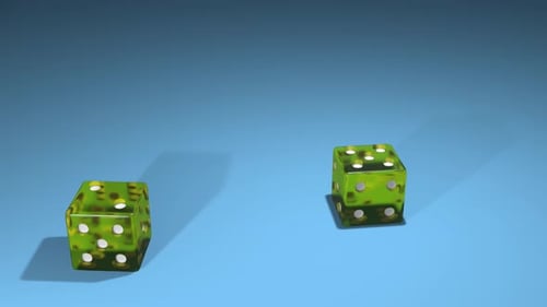 Dados caindo na mesa de jogo.