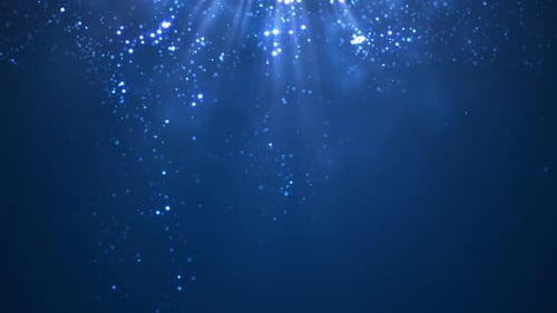 Shimmering Blue Particles with Light Rays Background Animation