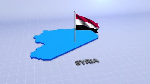 Animated Syria Map and Flag with Country Name Display
