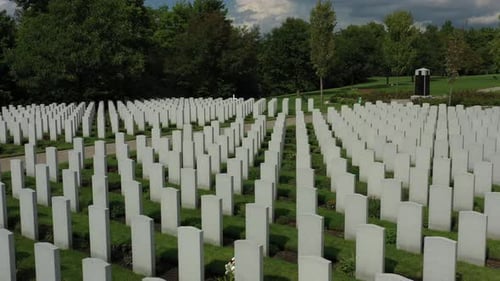 Aerial View of Headstones at a Memorial Cemetery