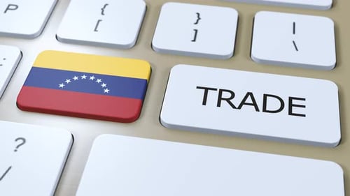 Venezuela Flag Button Pressed with Trade Key on Modern Keyboard