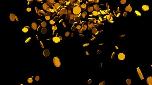 Golden Coins Falling and Rising Alpha Channel Loop