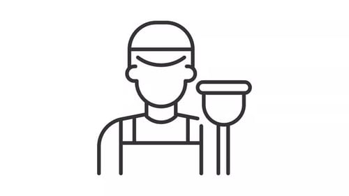Animated Minimalist Worker Icon with Plunger
