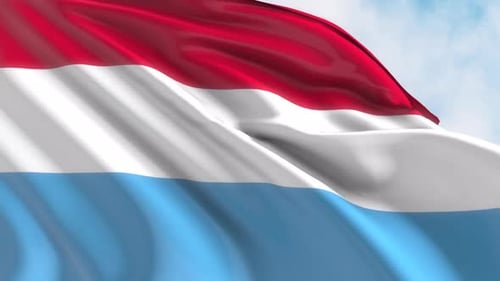 Realistic Luxembourg Flag Waving Seamless Loop Animation