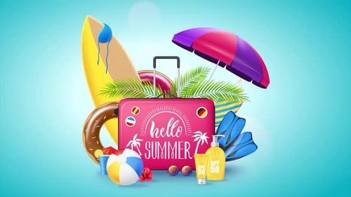summer season, beach vacations animation 4k