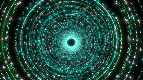 Digital Dot Moving On High Tech Futuristic Circle Shape Animation. Abstract High Tech Rotating Digit