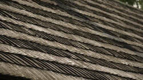 Selective Focus on a Textured Wooden Shingle Roof