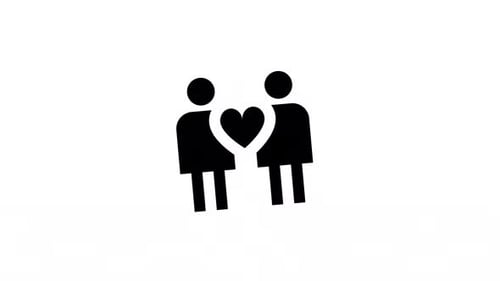 Animated Flat People Icon with Pulsating Heart