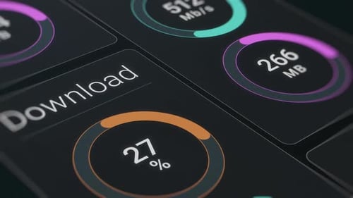 Digital Progress Bar UI Element with Animating Data Statistics
