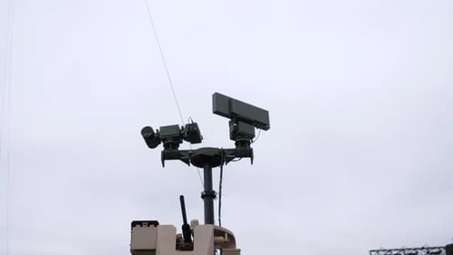 Military Radar System Scanning on Overcast Day