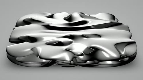 Fluid Silver Metallic Blob Morphing Abstract Animation