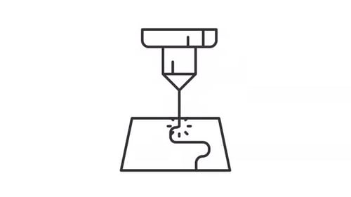 Animated plasma metal cutting line icon