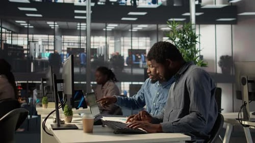 Black Corporate Team Collaborate on Global Investment Strategy