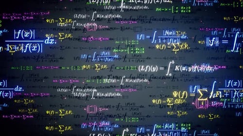 Futuristic Digital Math Formulas Seamless Loop Background