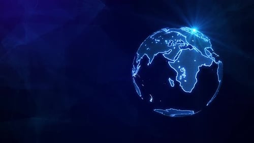 Blue Abstract Moving Earth Planet Network Background Loop V4