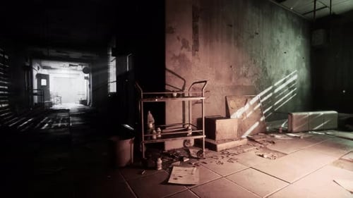 Dark Inside an Abandoned Decaying Mental Hospital