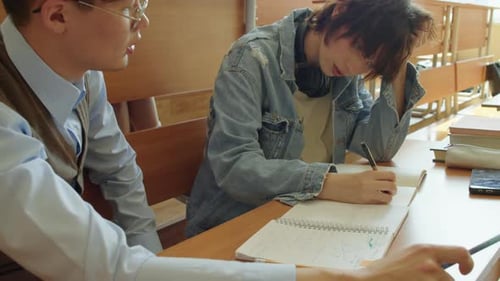 Young Adults Studying Together in Classroom Setting
