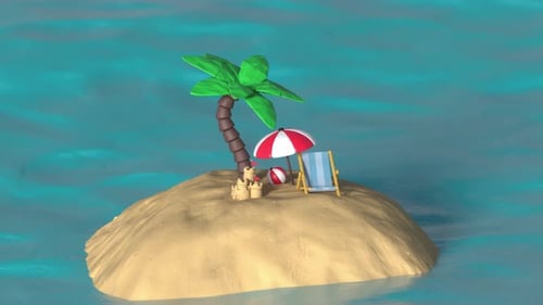 3D animation of island loop 4K