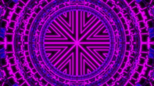 Hypnotischer Mandala-Hintergrund mit blauem und lilafarbenem Kreis, 4K, 60 Fps