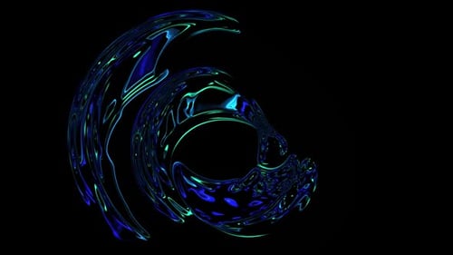 Abstract Fluid Swirling Waves with Neon Glow Background