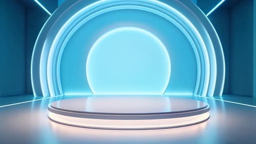 Futuristic Glowing Blue Stage Background for Product Presentation