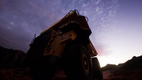 Yellow Dump Truck, Truck Mining At Mining Site