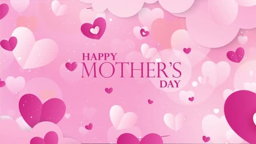 Pink Hearts and Clouds Animated Greeting for Mother's Day