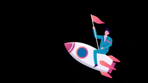 Businessman And Growing New Startup Alpha Channel