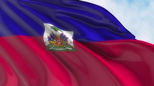 Haiti National Flag Waving Seamless Loop Animation