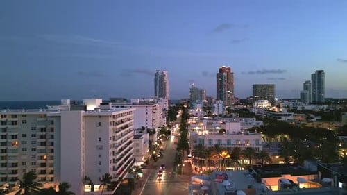 Night Miami Beach South Beach Night Miami Beach Skyline Night Miami Cityscape Aerial View Top View