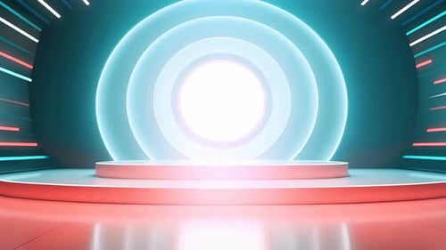 Podium Futuristische Vitrine mit Plattform für Produktausstellungen. Leeres modernes Bühnendisplay